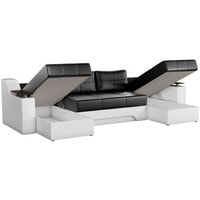 П-образный диван Craftmebel Сенатор (п-образный, боннель, экокожа, черный/белый)
