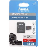 Карта памяти Hama 00123982 microSDXC 64GB + адаптер