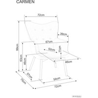 Интерьерное кресло Signal Carmen Velvet Bluvel 77 (оливковый/черный мат)