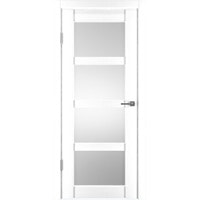 Межкомнатная дверь IstokDoors Горизонталь-12 ДЧ 80x200 (ясень белый/светлое стекло)