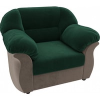 Интерьерное кресло Лига диванов Карнелла 105823 (велюр, зеленый/коричневый)