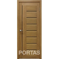 Межкомнатная дверь Portas S29 80x200 (орех карамель, стекло lacobel черный лак)