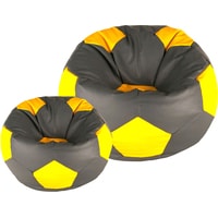 Кресло-мешок Мама рада! Мяч экокожа (коричневый/желтый, XXXL, smart balls)