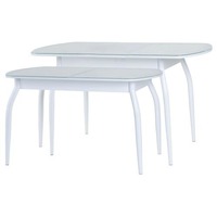 Кухонный стол Гальваник Гала-27 (белый/стекло белое optwine/ножки триумф)