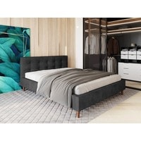 Кровать Настоящая мебель Texas 140x200 (вельвет, с ПМ, темно-серый)