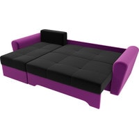 Угловой диван Лига диванов Амстердам 28229 (левый, микровельвет, черный/фиолетовый)