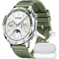 Умные часы Huawei Watch GT 4 46 мм + Huawei Freebuds SE (зеленый)