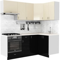 Готовая кухня S-Company Клео глоcс 1.2x2.0 правая (черный глянец/ваниль глянец)