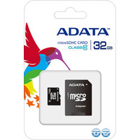 Карта памяти ADATA microSDHC (Class 10) 32GB + SD-адаптер (AUSDH32GCL10-RA1)