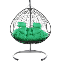 Подвесное кресло M-Group Для двоих 11450304 (серый ротанг/зеленая подушка)