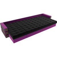 П-образный диван Лига диванов Венеция 100051 (микровельвет, черный/фиолетовый)