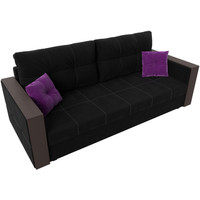 Диван Лига диванов Валенсия Лайт (микровельвет, черный/подушки фиолетовый/черный)