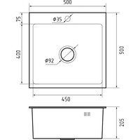 Кухонная мойка GranFest Metal нержавеющая сталь AISI 304 PVD GF-5050 Графит (с сифоном)