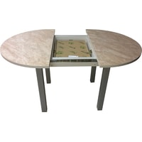 Кухонный стол Solt Круглый раздвижной (мрамор бежевый/ноги квадратные серые)