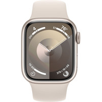 Умные часы Apple Watch Series 9 41 мм (алюминиевый корпус, звездный свет/звездный свет, спортивный силиконовый ремешок M/L)