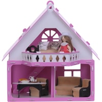 Кукольный домик Krasatoys Дачный домик Варенька с мебелью 000256 (белый/розовый)
