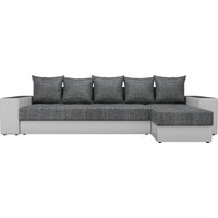 Угловой диван Лига диванов Дубай 105796 (правый, рогожка/экокожа, серый/белый)