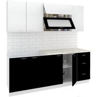 Готовая кухня Кортекс-мебель Корнелия Мара 2.0м (белый/черный/мадрид)
