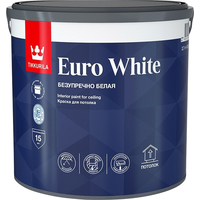 Краска Tikkurila Euro White для потолка 9 л (белый глубокоматовый)