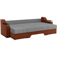 П-образный диван Craftmebel Сенатор (п-образный, боннель, рогожка, серый/коричневый)