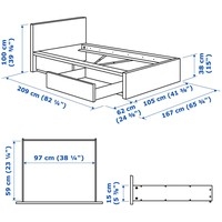 Кровать Ikea Мальм 200x90 (2 ящика, черный, без основания) 792.109.86