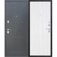 Металлическая дверь ЮрСталь Гарда 205x86 (черный муар/белый ясень, правый)