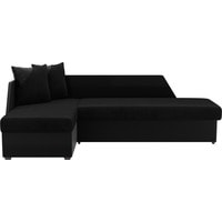 Угловой диван Лига диванов Андора 102685 (левый, велюр/экокожа, черный/черный)