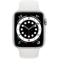 Умные часы Apple Watch Series 6 44 мм (алюминий серебристый/белый спортивный)