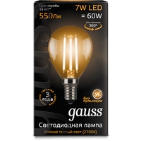 Светодиодная лампочка Gauss LED Filament Globe E14 7 Вт 2700 К 105801107