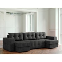 П-образный диван Настоящая мебель Ванкувер Мейсон (п-обр, боннель, рогожка, темно-серый)