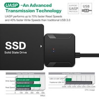Кабель USBTOP SATA - USB 3.0 +разъем питания 12В 2А