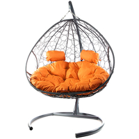 Подвесное кресло M-Group Для двоих 11450307 (серый ротанг/оранжевая подушка)