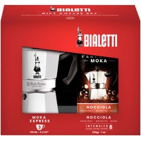 Гейзерная кофеварка Bialetti Moka Express (3 порции + кофе молотый Nocciola 200 гр)
