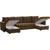П-образный диван Craftmebel Ливерпуль П (бнп, вельвет, коричневый/бежевый)