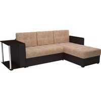Угловой диван Мебель-АРС Атланта угловой (микровелюр/экокожа, кордрой бежевый/коричневый)