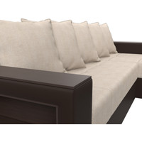 Угловой диван Лига диванов Дубай лайт правый 114194 (рогожка бежевый/экокожа коричневый)
