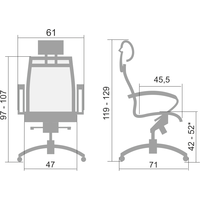 Кресло Metta SkyLine S-2 C,Ch (подголовник, резиновые ролики, белый)