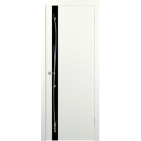 Межкомнатная дверь Юркас Stark ST12 ДО 80x200 (айс/lacobel черный с рис.)