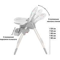 Высокий стульчик Globex Космик New 1407/80 (серый)