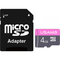 Карта памяти Usams US-ZB115 High Speed TF Card 4GB (с адаптером)