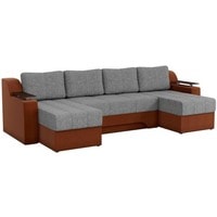 П-образный диван Craftmebel Сенатор (п-образный, н.п.б., рогожка, серый/коричневый)