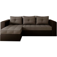 Угловой диван Настоящая мебель Константин с декором (нез. пружинный блок, рогожка, коричневый)