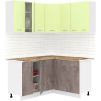 Готовая кухня Кортекс-мебель Корнелия Лира 1.5x1.4 (салатовый/оникс/мадрид)