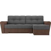 Угловой диван Лига диванов Амстердам 35176 (правый, рогожка, серый/коричневый)