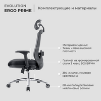 Кресло Evolution ERGO Prime Sky Blue (серый/бирюзовый)