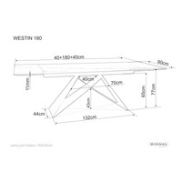 Кухонный стол Signal Westin III ceramic WESTINIIIBC180 (белый мрамор/черный)