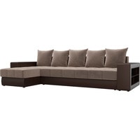 Угловой диван Лига диванов Дубай 105800 (левый, велюр/экокожа, коричневый/коричневый)