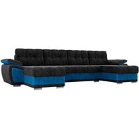 П-образный диван Лига диванов Нэстор 31531 (велюр, черный/голубой)