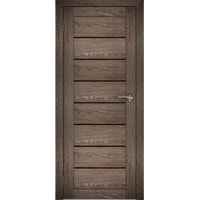 Межкомнатная дверь Юни Амати 1 (ч) 90x200 (дуб шале-корица/черное стекло)