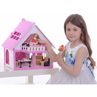 Кукольный домик Krasatoys Дачный домик Варенька с мебелью 000256 (белый/розовый)